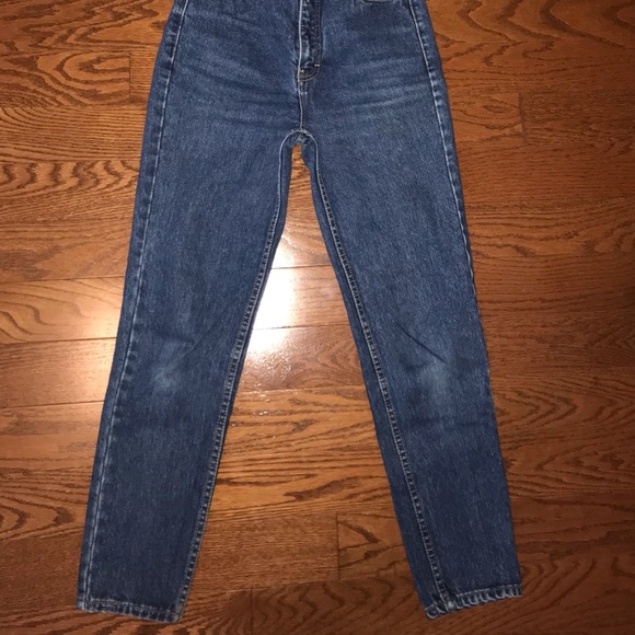 Dark blue acid wash high waist straight leg jeans - Picture 2 of 3